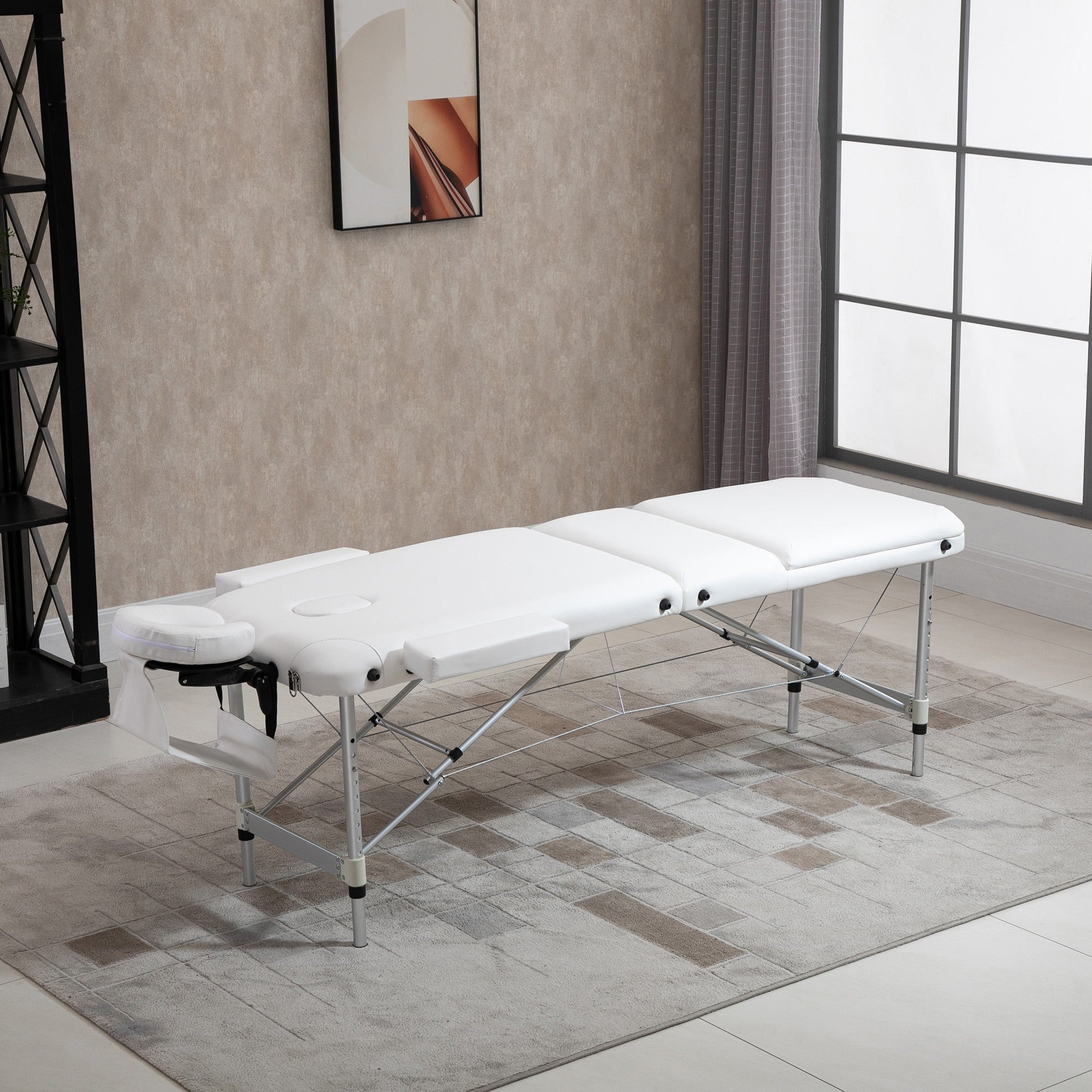 EasyComfort opvouwbare massagetafel aluminium wit 215x60x61-84 cm