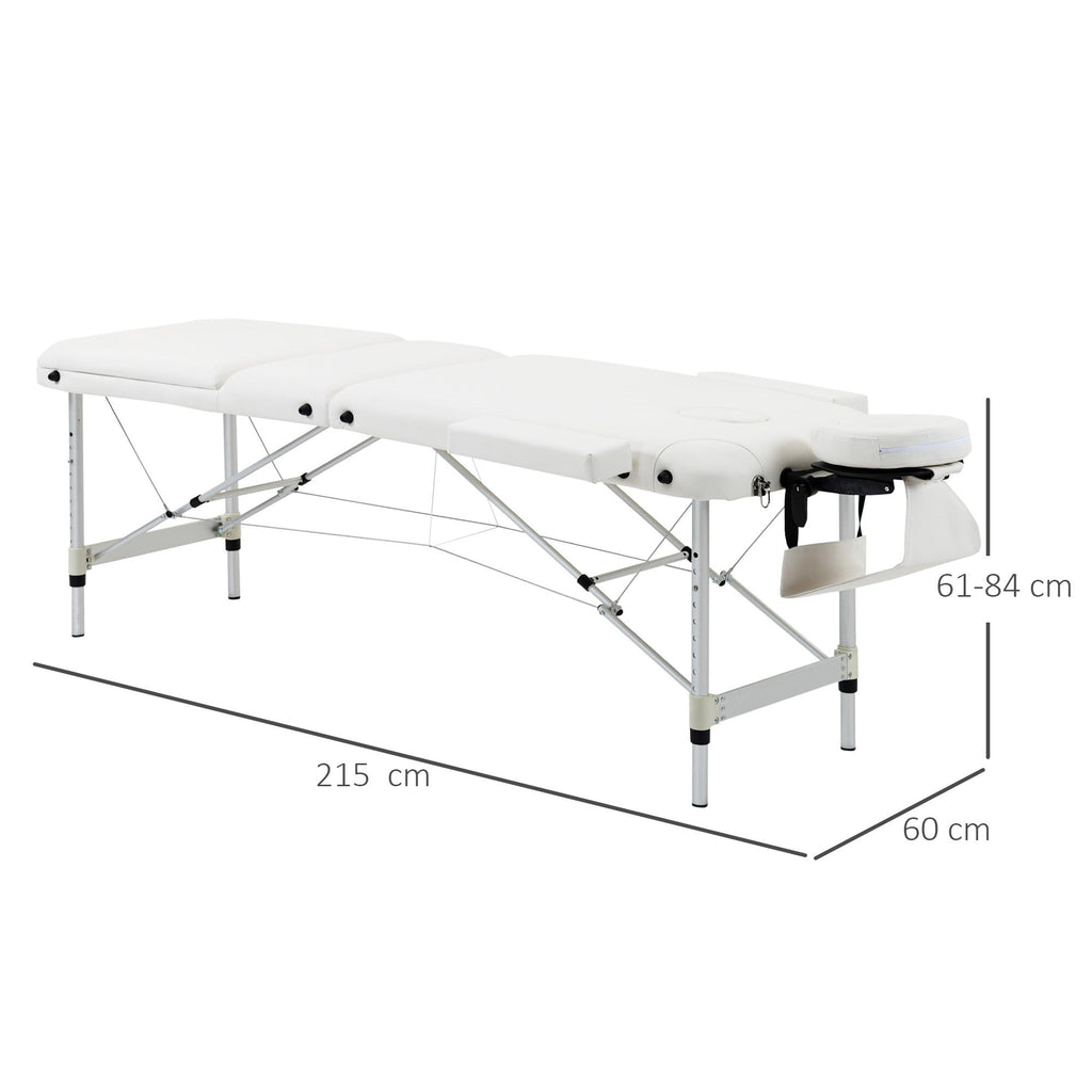 EasyComfort opvouwbare massagetafel aluminium wit 215x60x61-84 cm