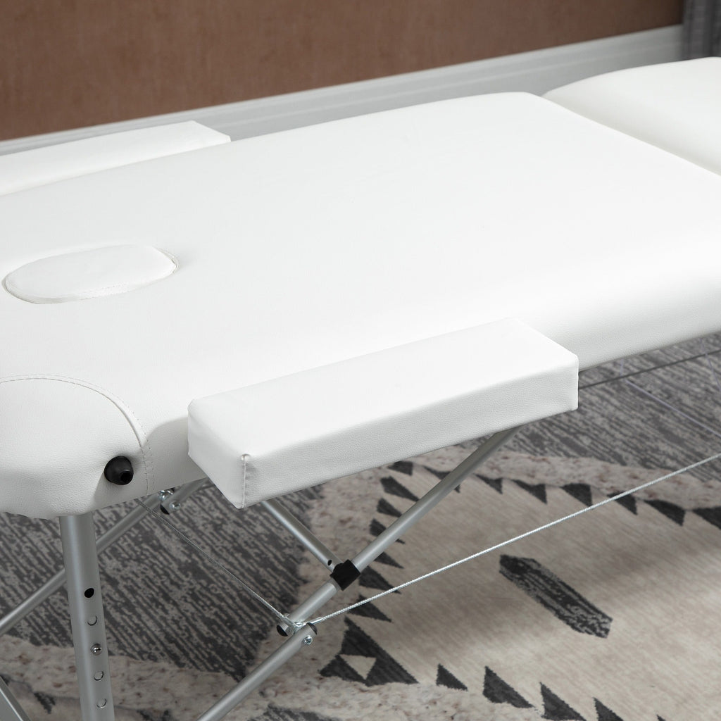EasyComfort opvouwbare massagetafel aluminium wit 215x60x61-84 cm