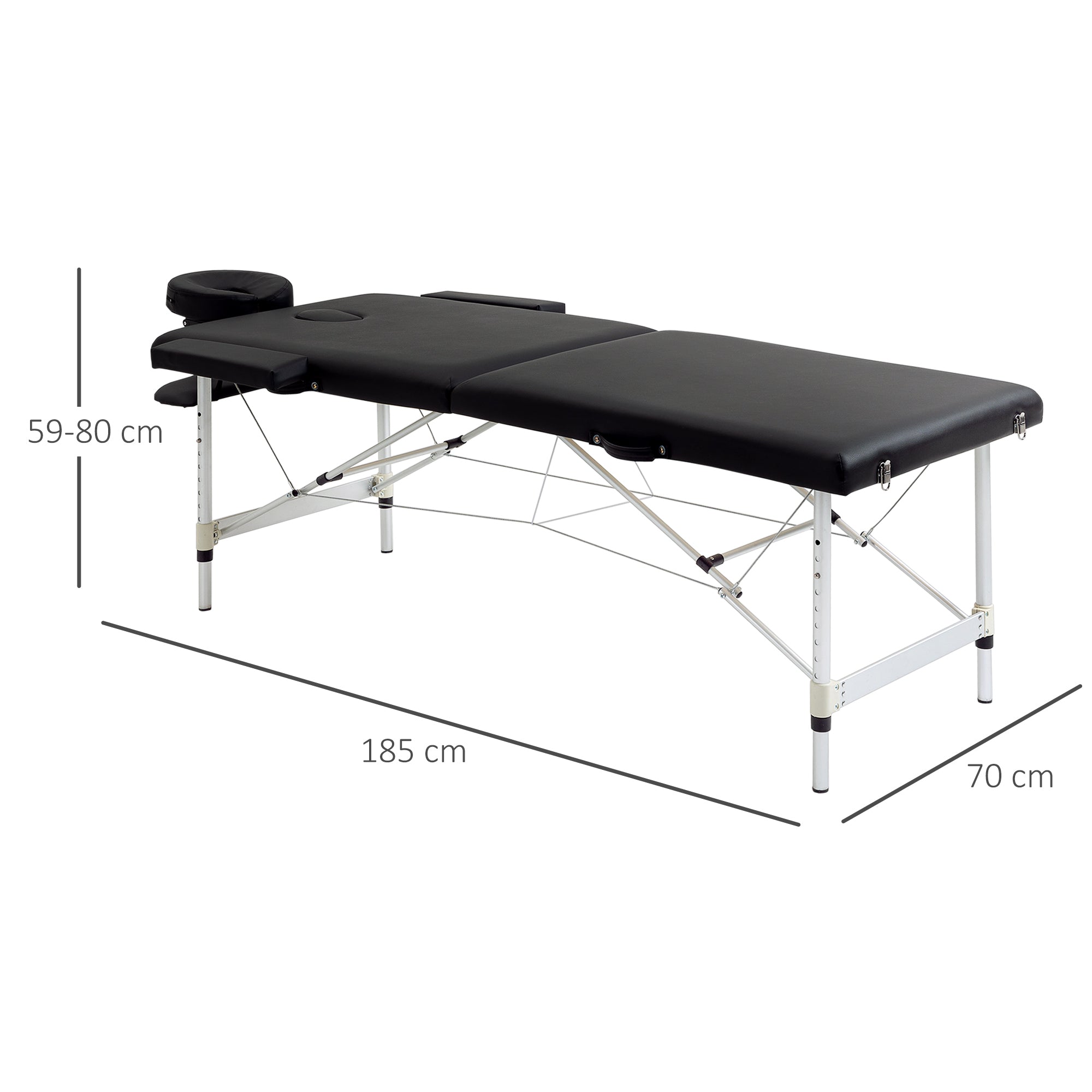 Easycomfort Lettino Massaggio Pieghevole in Legno, Altezza Regolabile e Custodia da Trasporto per Estetista e Terapista, black