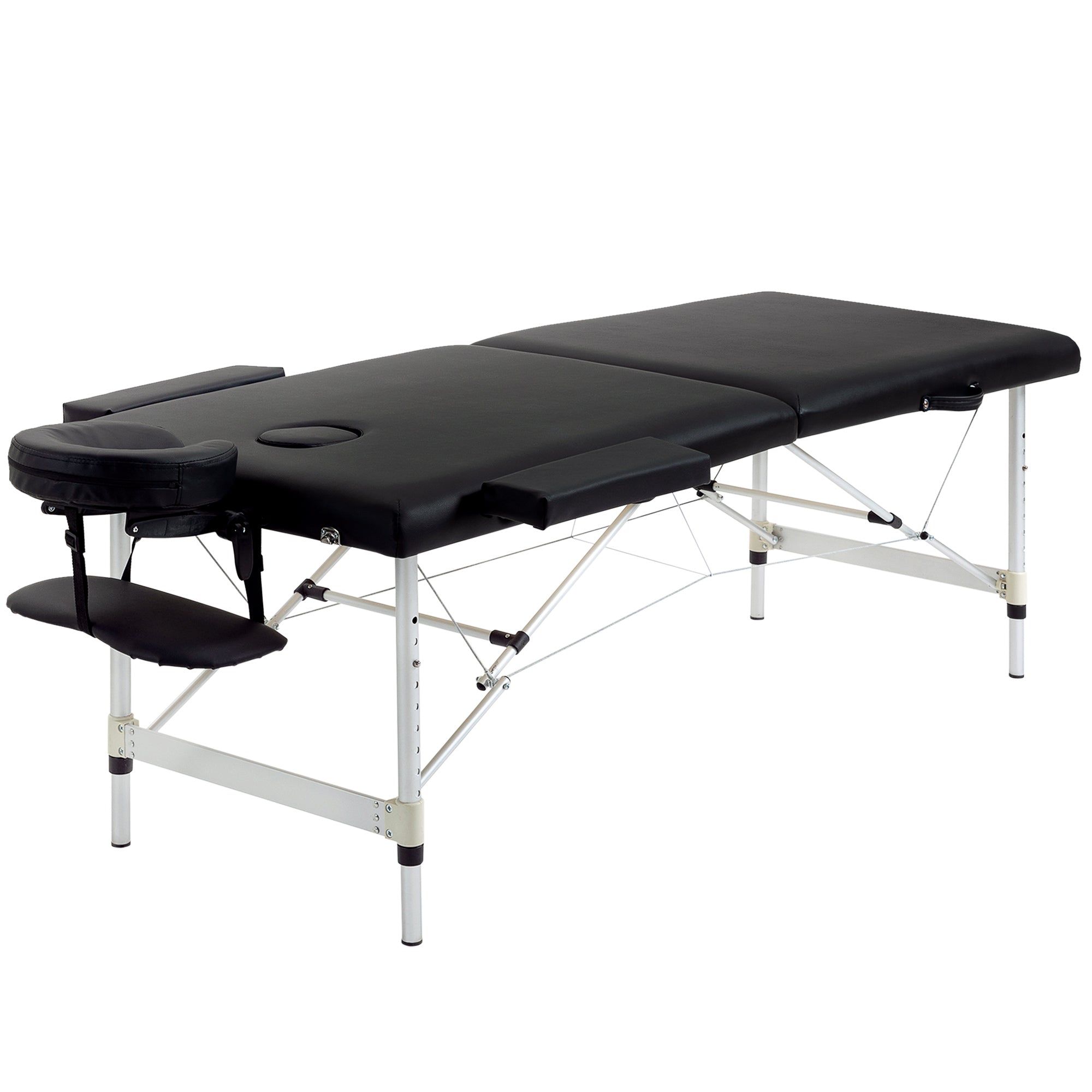 Easycomfort Lettino Massaggio Pieghevole in Legno, Altezza Regolabile e Custodia da Trasporto per Estetista e Terapista, black
