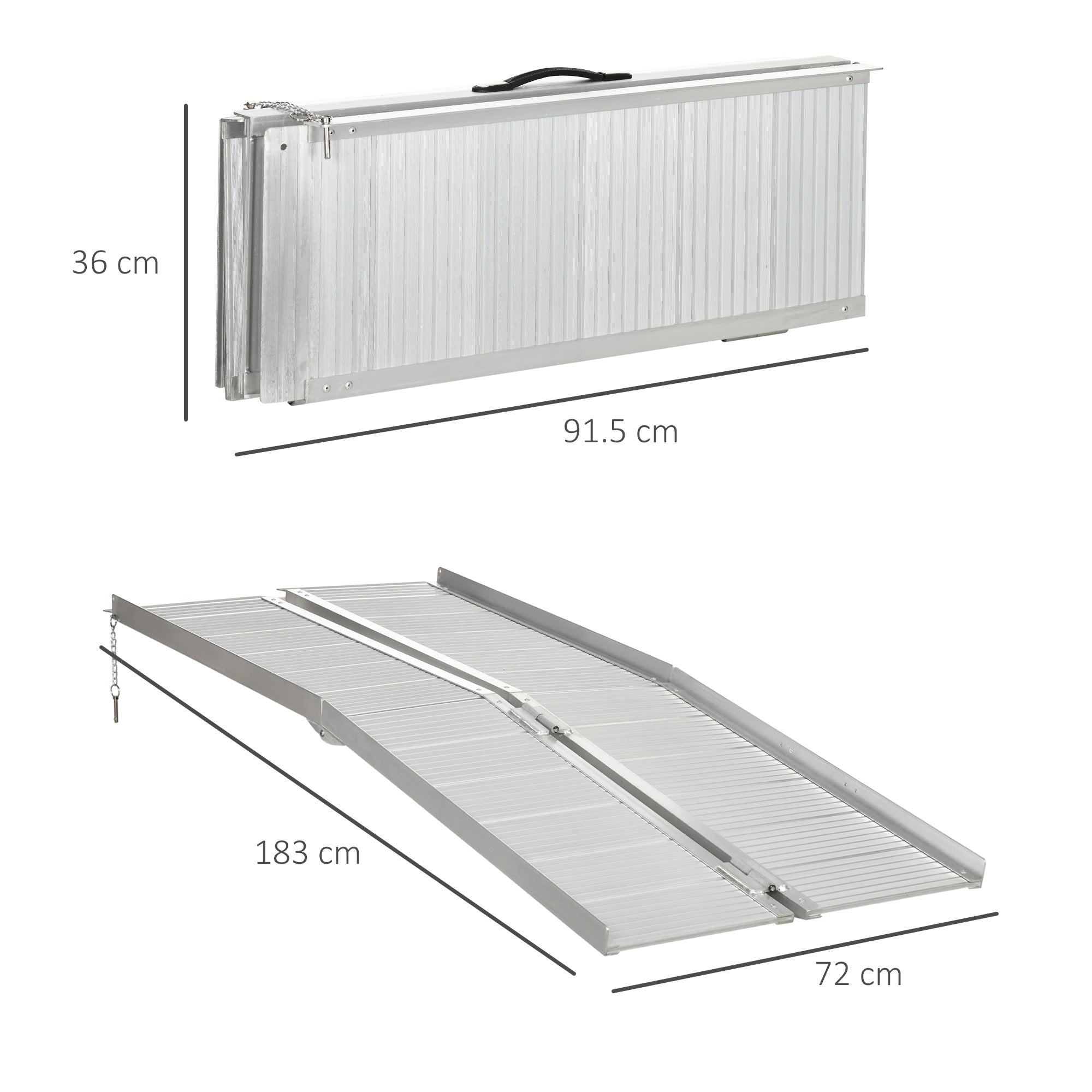 Easycomfort Rampa per Sedia a Rotelle in Lega di Alluminio Antiscivolo Capacità 272kg, 183x72x5cm