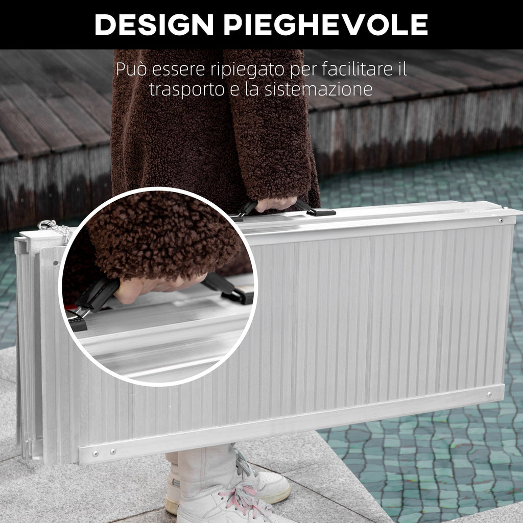 Easycomfort Rampa per Sedia a Rotelle in Lega di Alluminio Antiscivolo Capacità 272kg, 183x72x5cm