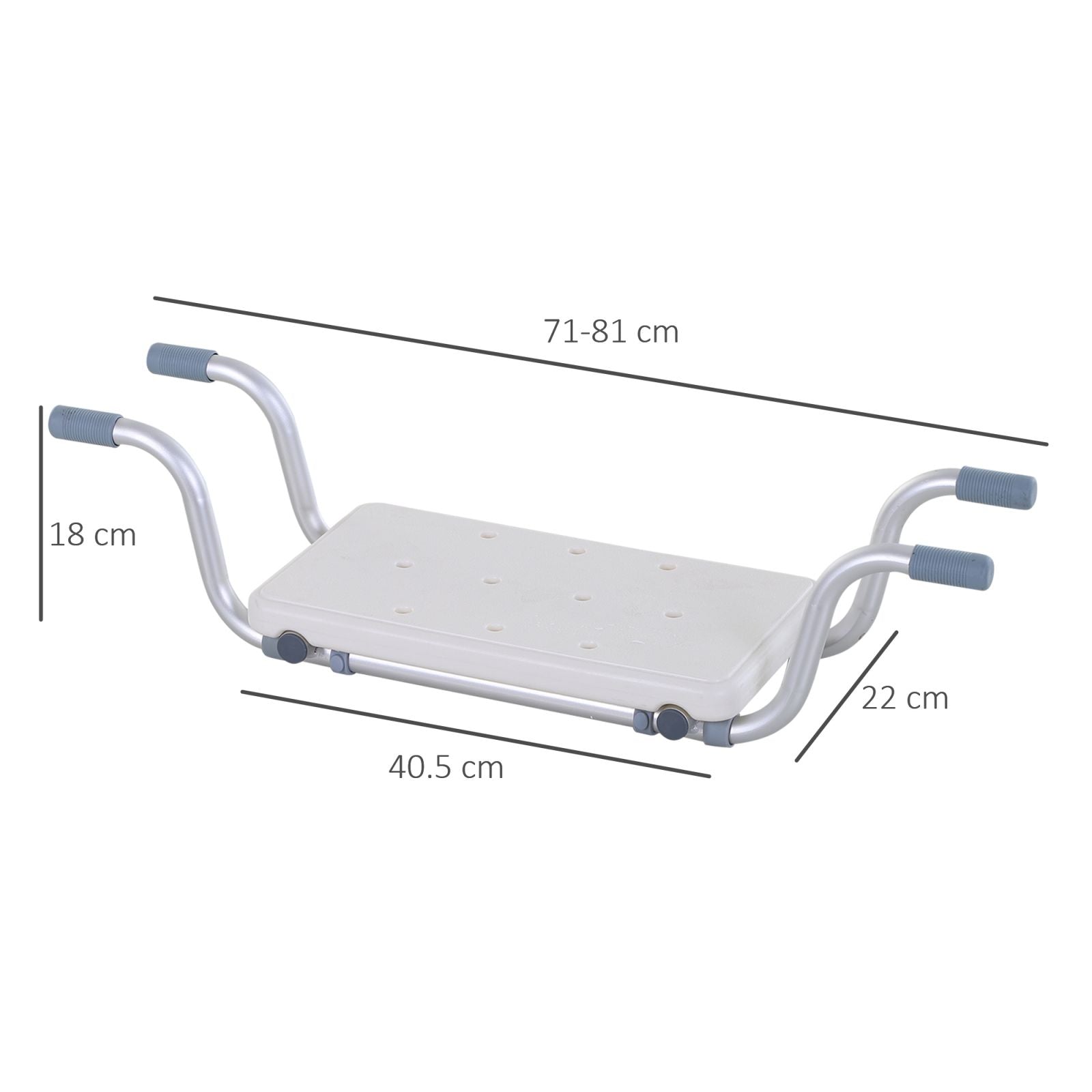 Easycomfort Sedile per Vasca in Lega di Alluminio e Plastica, Sgabello per Vasca da Bagno Larghezza Regolabile 73-83cm, Max. Carico 150kg