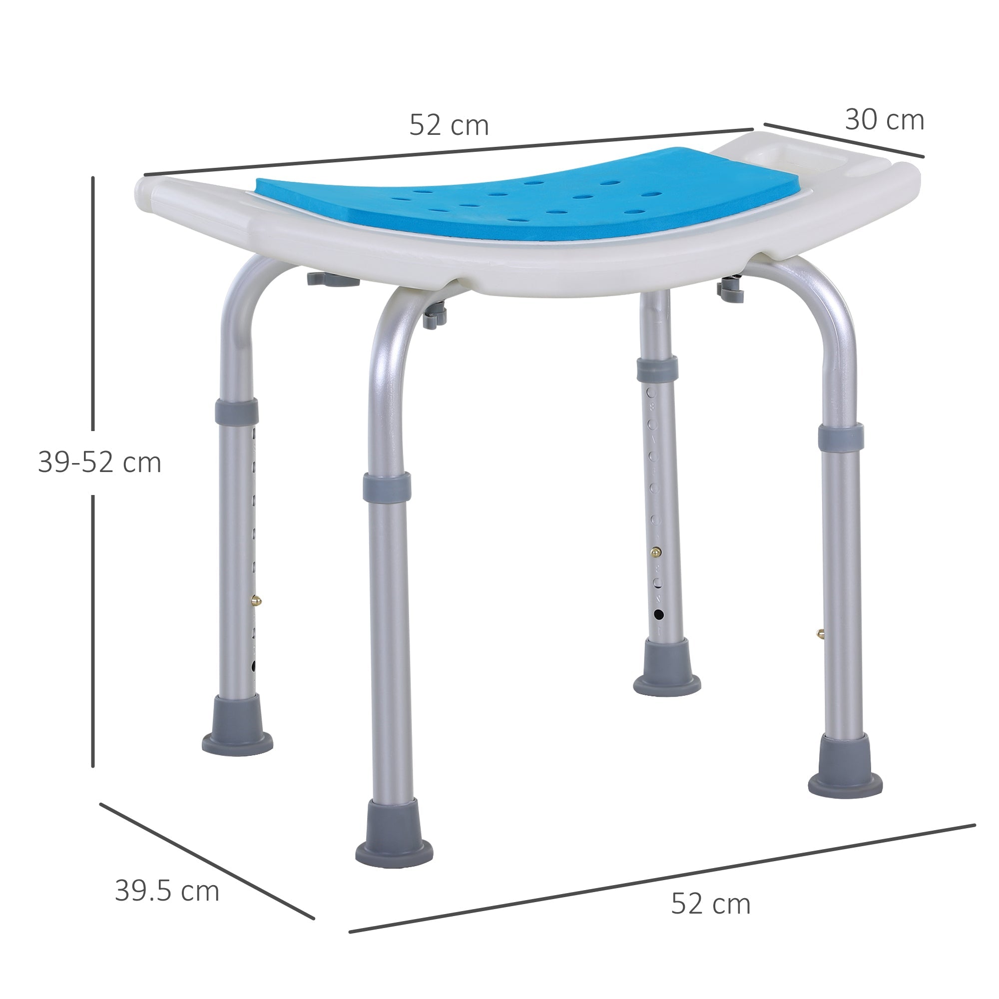Easycomfort Sgabello per Doccia da Bagno in Lega di Alluminio e Plastica Antiscivolo, Altezza Regolabile 6 Livelli 39-52cm