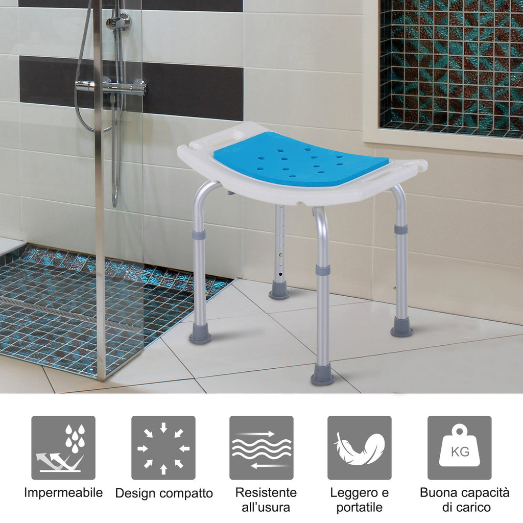 Easycomfort Sgabello per Doccia da Bagno in Lega di Alluminio e Plastica Antiscivolo, Altezza Regolabile 6 Livelli 39-52cm