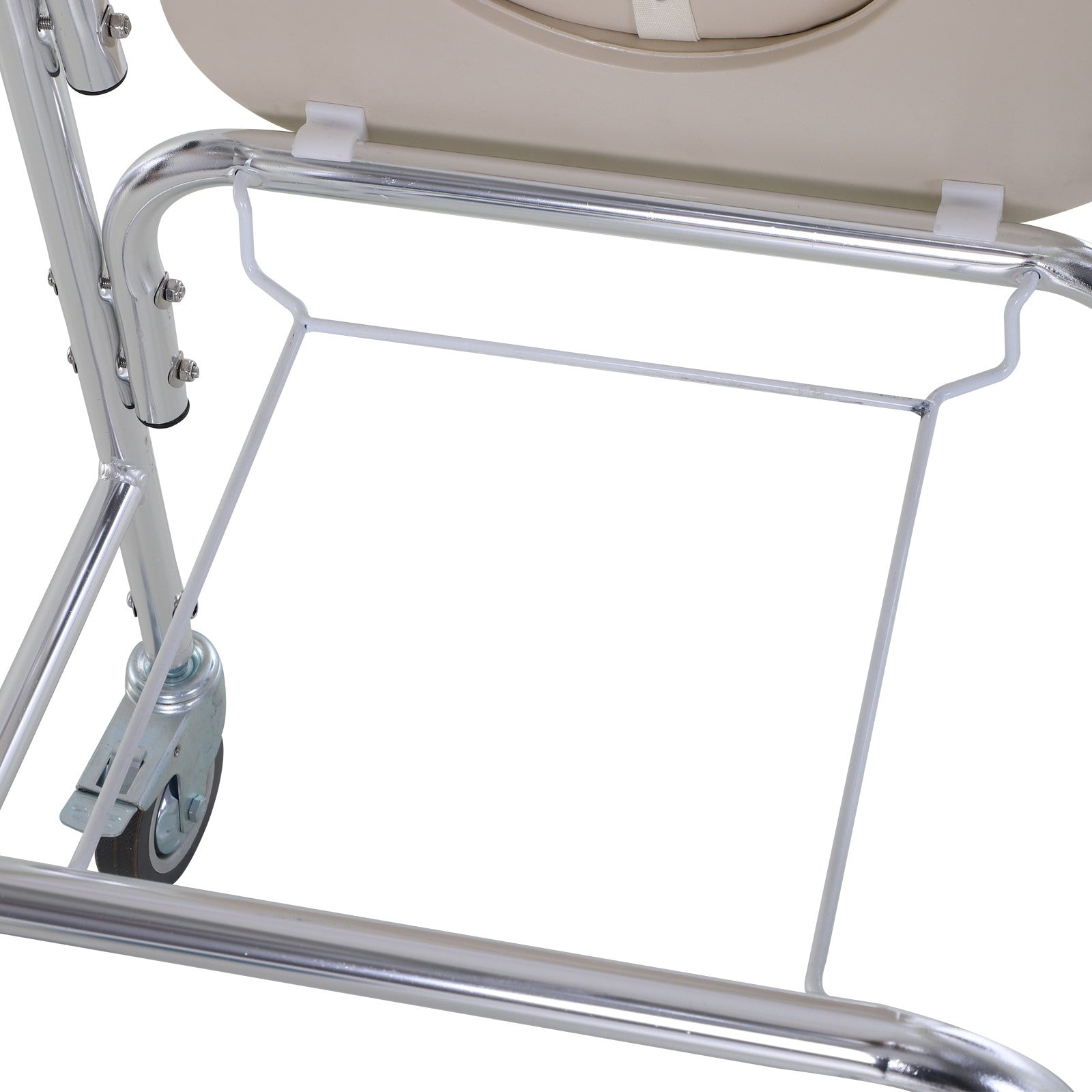 Easycomfort Sedia a Rotelle Impermeabile with WC Seduta in Ecopelle, 4 Ruote, Vaso Rimovibile per Anziani/Disabili, 84x54x96cm