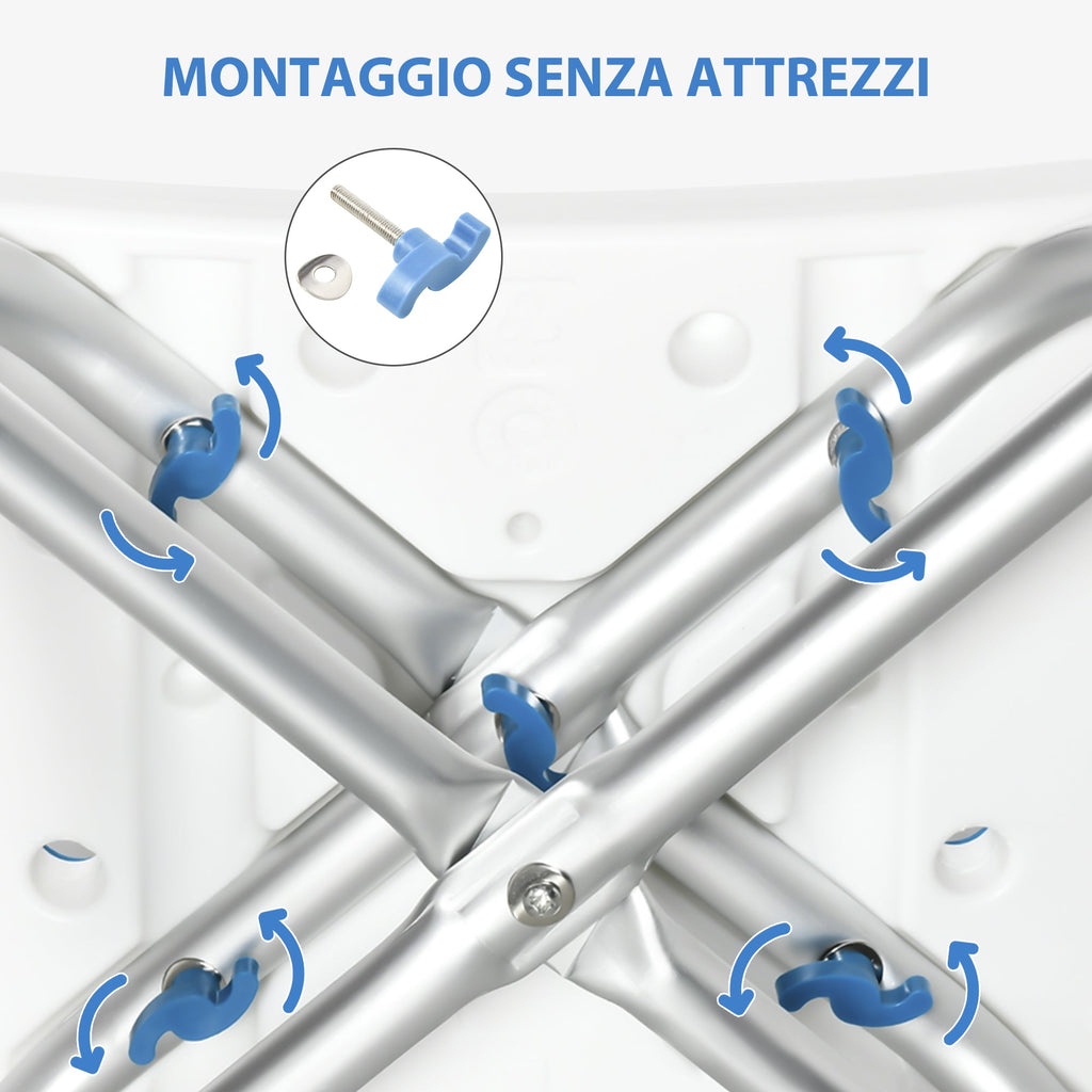 Easycomfort Sgabello per Doccia in Alluminio with Altezza Regolabile e Piedini Antiscivolo a Ventosa, Blu