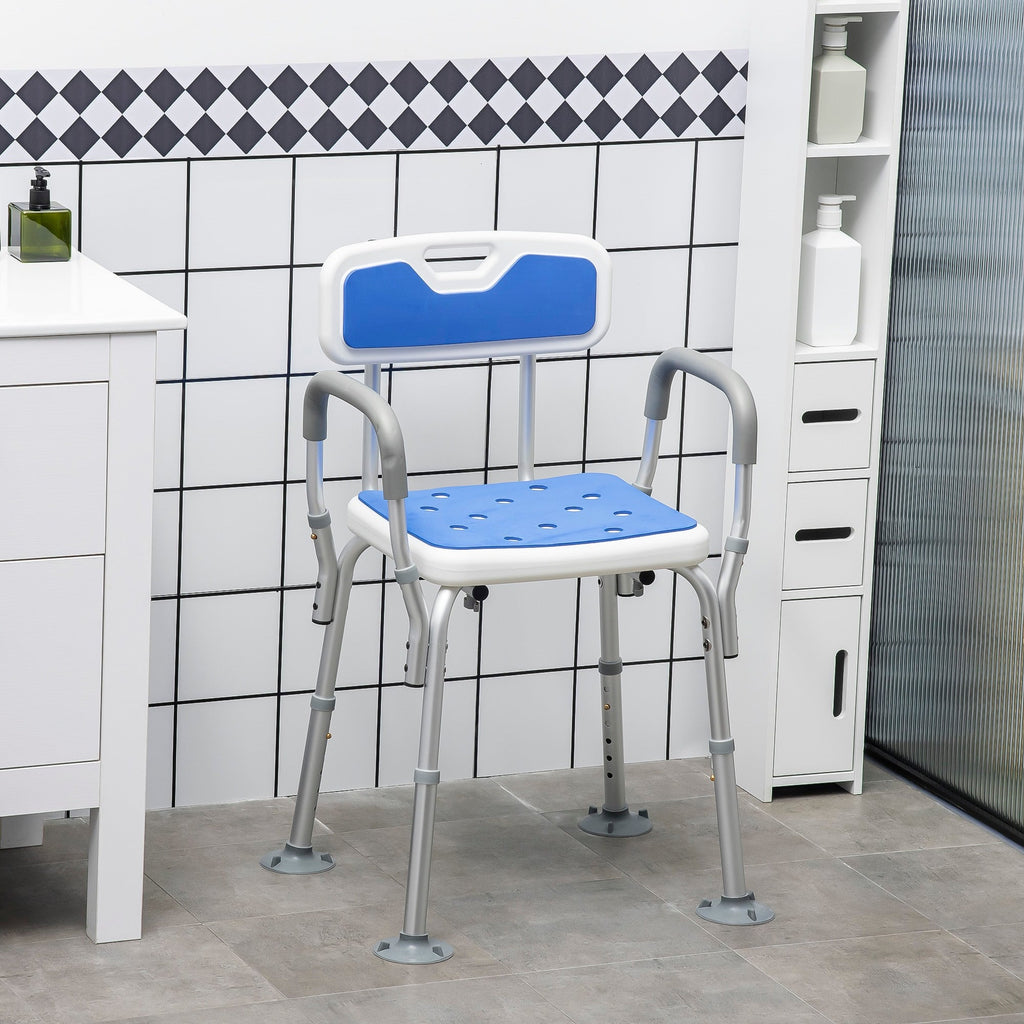 Easycomfort Sedia per Doccia with Imbottitura e Altezza Regolabile, Braccioli e Piedini a Ventosa