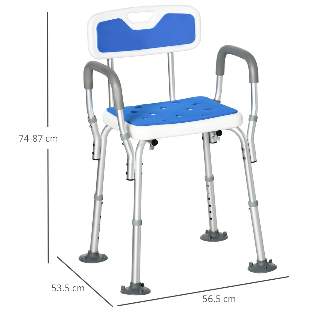 Easycomfort Sedia per Doccia with Imbottitura e Altezza Regolabile, Braccioli e Piedini a Ventosa