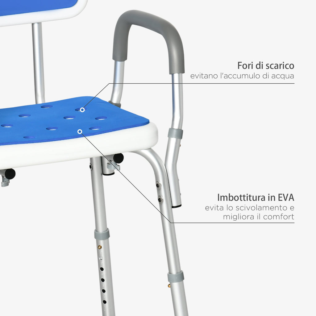 Easycomfort Sedia per Doccia with Imbottitura e Altezza Regolabile, Braccioli e Piedini a Ventosa