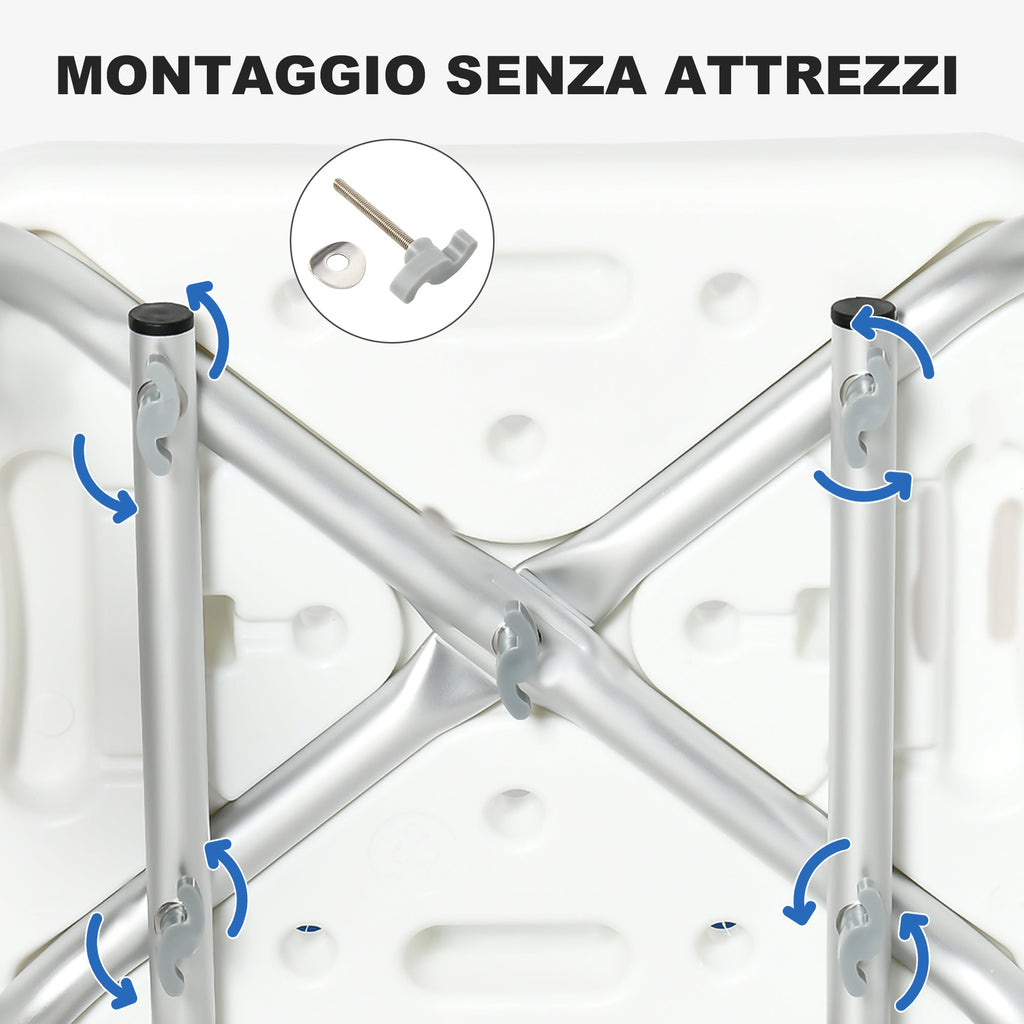 Easycomfort Sedia per Doccia with Imbottitura e Altezza Regolabile, Braccioli e Piedini a Ventosa