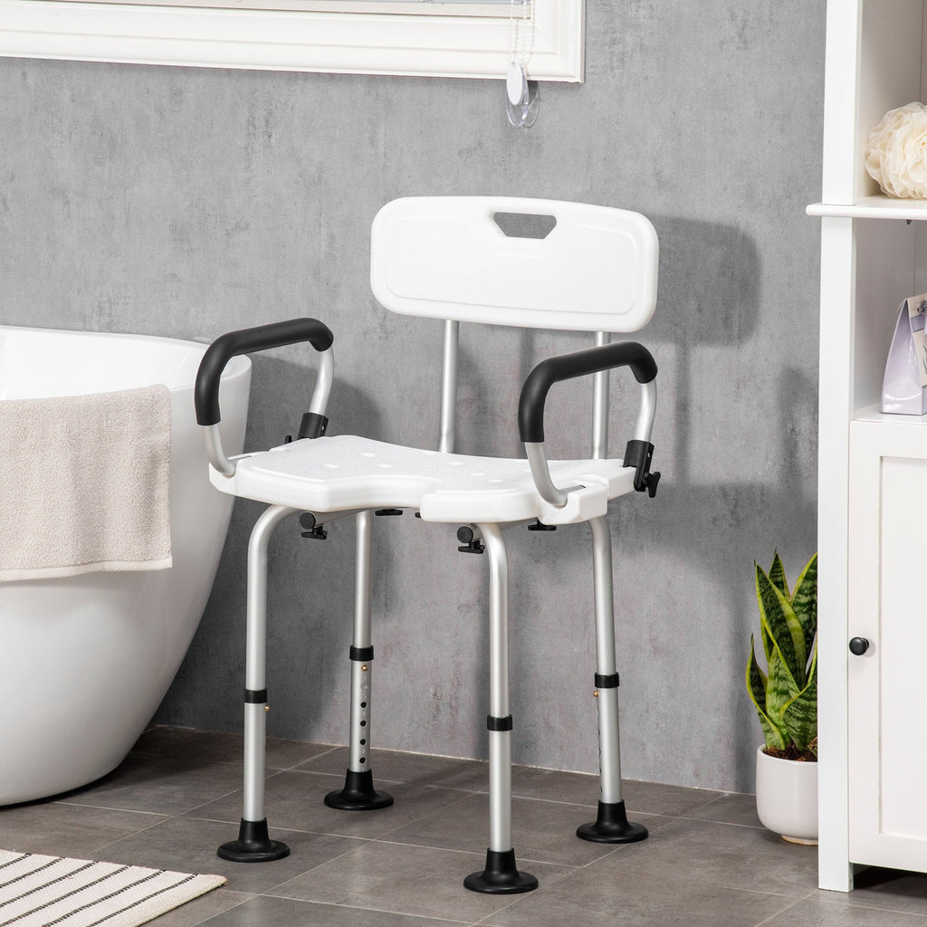 Easycomfort Sedia per doccia per Anziani, Disabili e Donne Incinte Imbottita with forma a U, 54x52x70-82cm, white