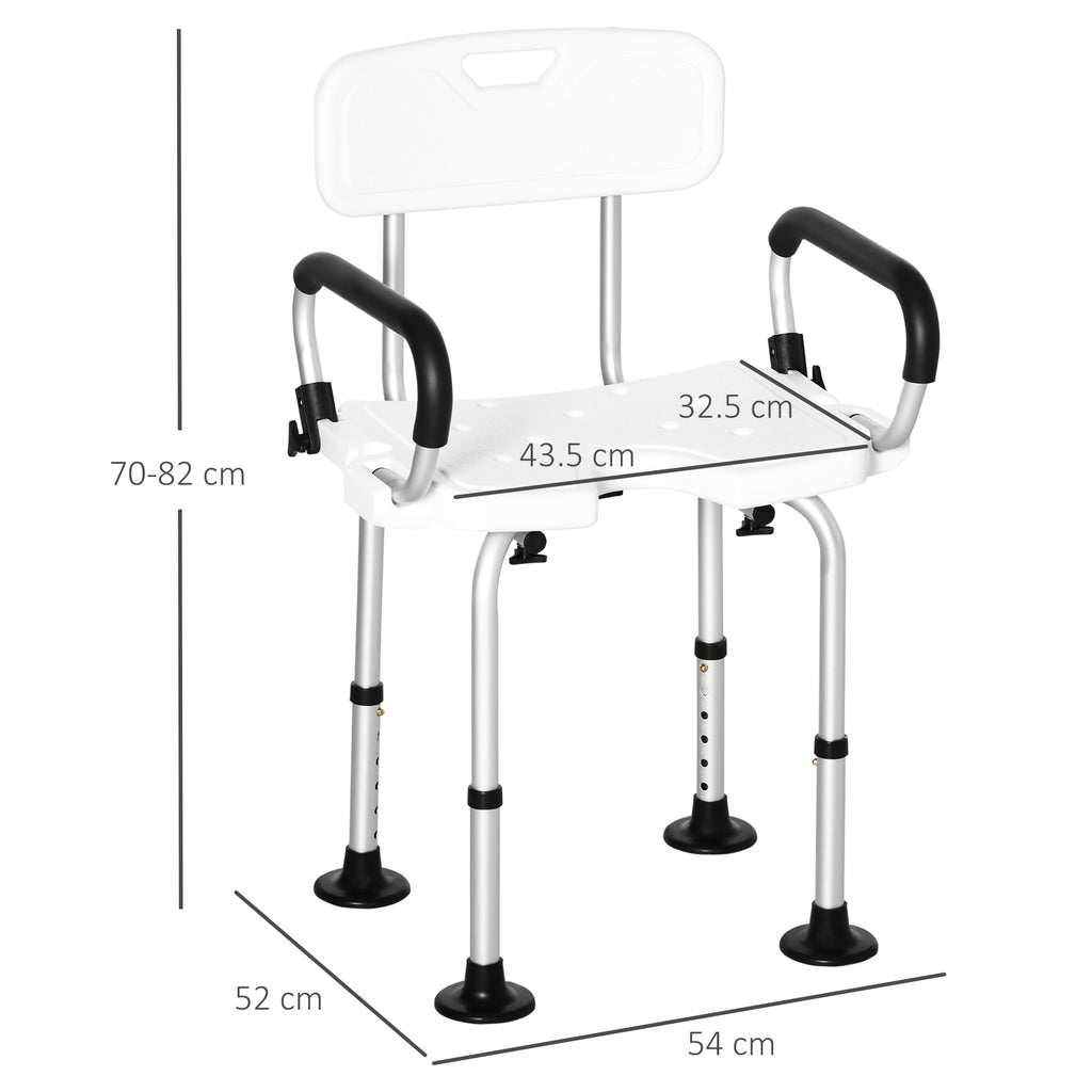 Easycomfort Sedia per doccia per Anziani, Disabili e Donne Incinte Imbottita with forma a U, 54x52x70-82cm, white