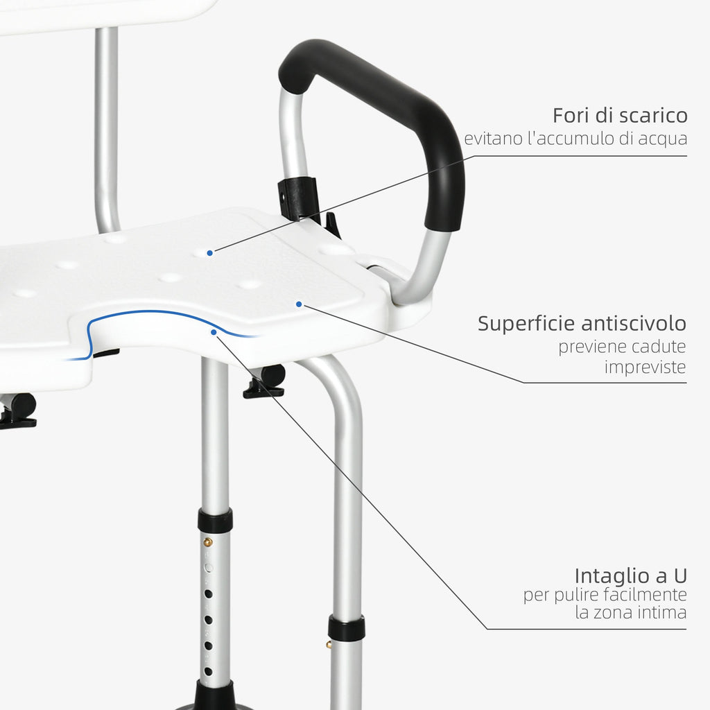 Easycomfort Sedia per doccia per Anziani, Disabili e Donne Incinte Imbottita with forma a U, 54x52x70-82cm, white