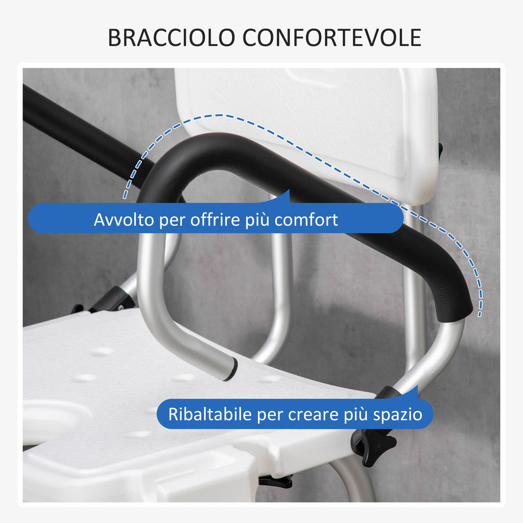 Easycomfort Sedia per doccia per Anziani, Disabili e Donne Incinte Imbottita with forma a U, 54x52x70-82cm, white