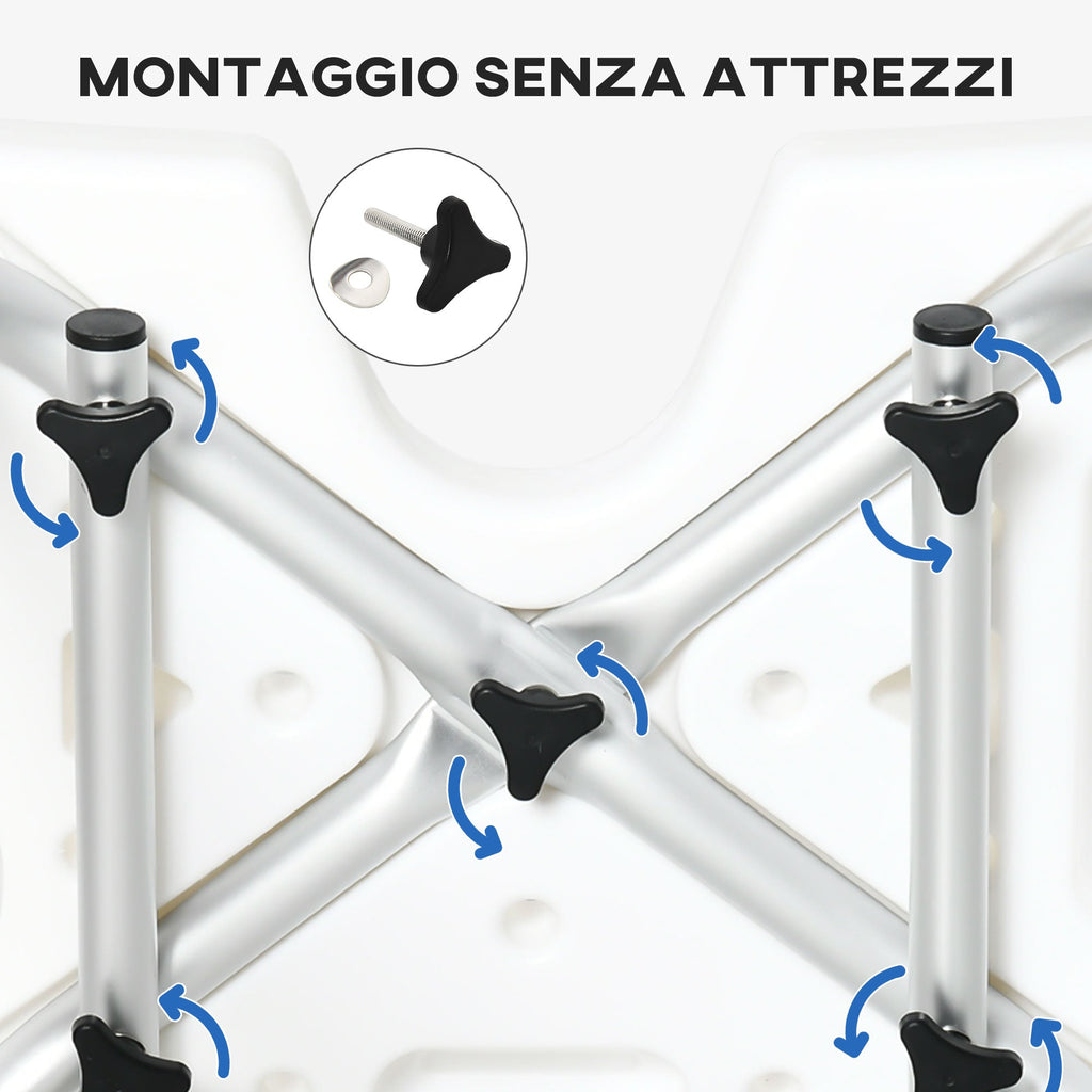 Easycomfort Sedia per doccia per Anziani, Disabili e Donne Incinte Imbottita with forma a U, 54x52x70-82cm, white