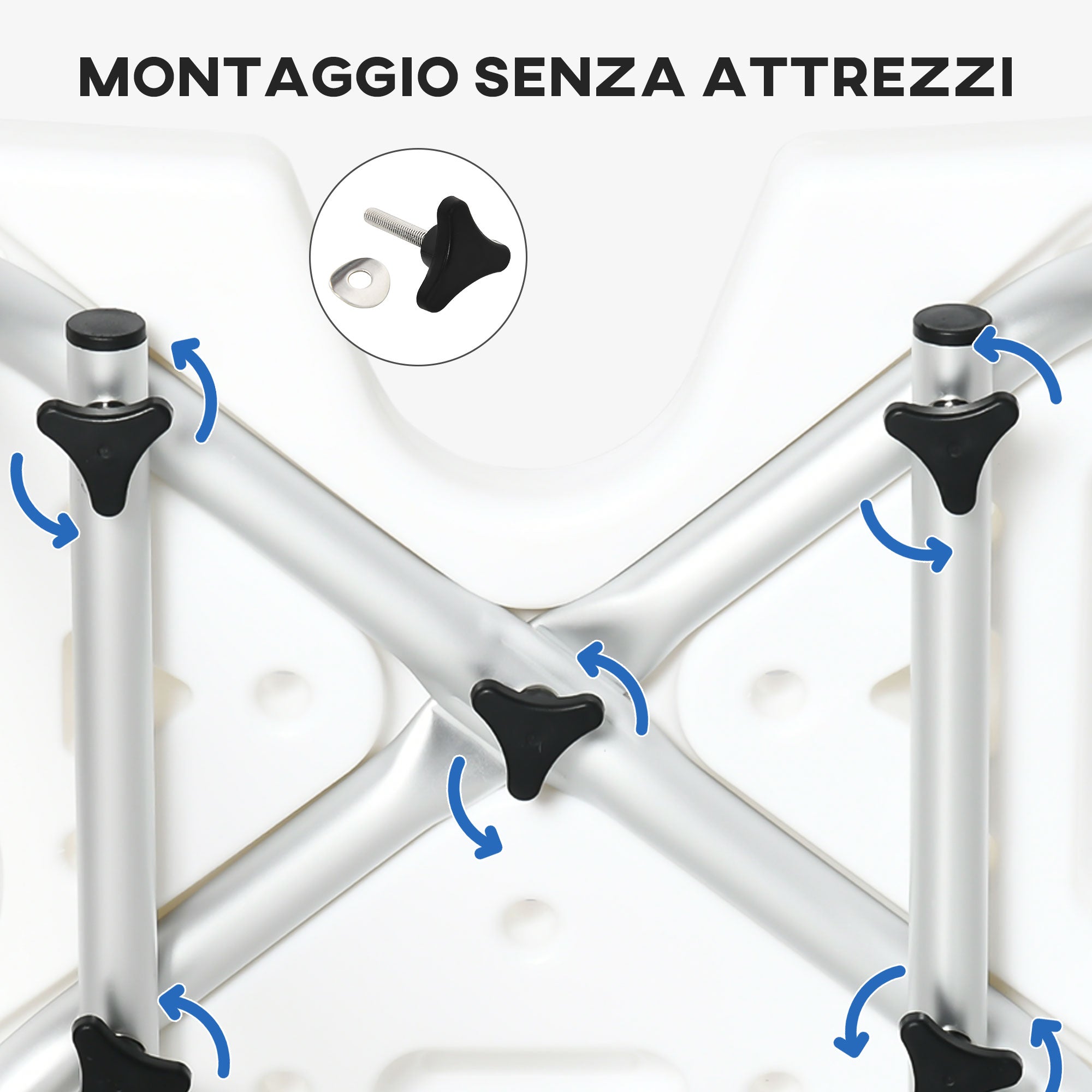 Easycomfort Sedia per doccia per Anziani, Disabili e Donne Incinte Imbottita with forma a U, 54x52x70-82cm, white