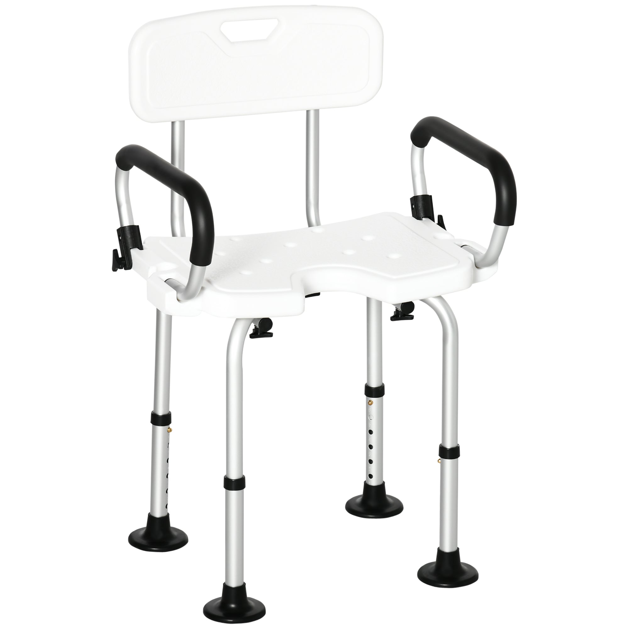 Easycomfort Sedia per doccia per Anziani, Disabili e Donne Incinte Imbottita with forma a U, 54x52x70-82cm, white