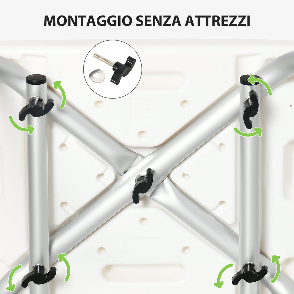Easycomfort Sedia per Doccia in Alluminio ed EVA with Altezza Regolabile su 6 Livelli e Schienale Ricurvo, 51.5x49.5x68.5-81 cm