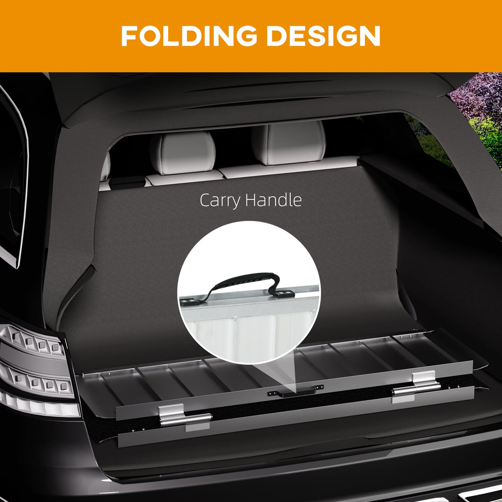 Easycomfort Rampa per Sedia a Rotelle Pieghevole in Alluminio with Deflettori e Adesivi, 122x73.6x5.1 cm, black