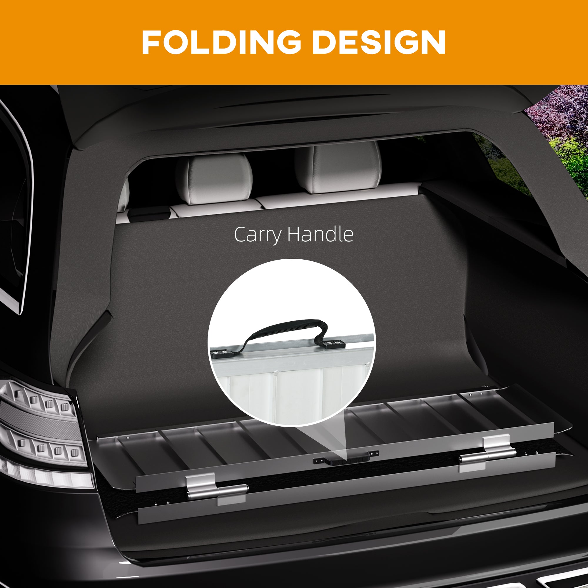 Easycomfort Rampa per Sedia a Rotelle Pieghevole in Alluminio with Deflettori e Adesivi, 122x73.6x5.1 cm, black