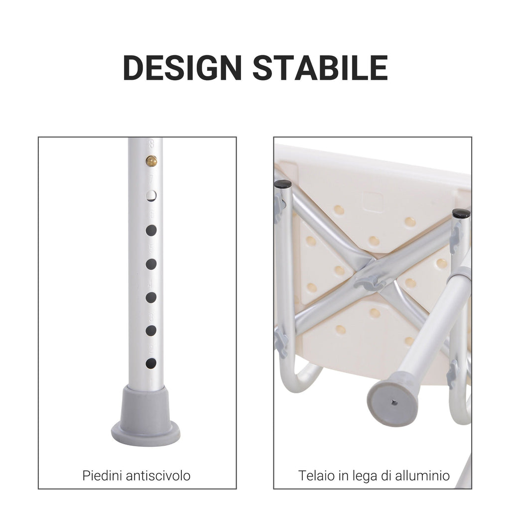 Easycomfort Sedile da doccia with schienale Ausilio da vasca, Sedia Doccia Altezza Regolabile 8 Posizioni Antiscivolo