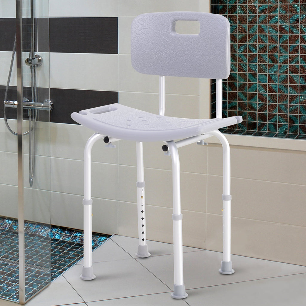 Easycomfort Sedia da Doccia per Bagno in Alluminio e Plastica Altezza Regolabile 8 Livelli 71-88cm Piedini Antiscivolo