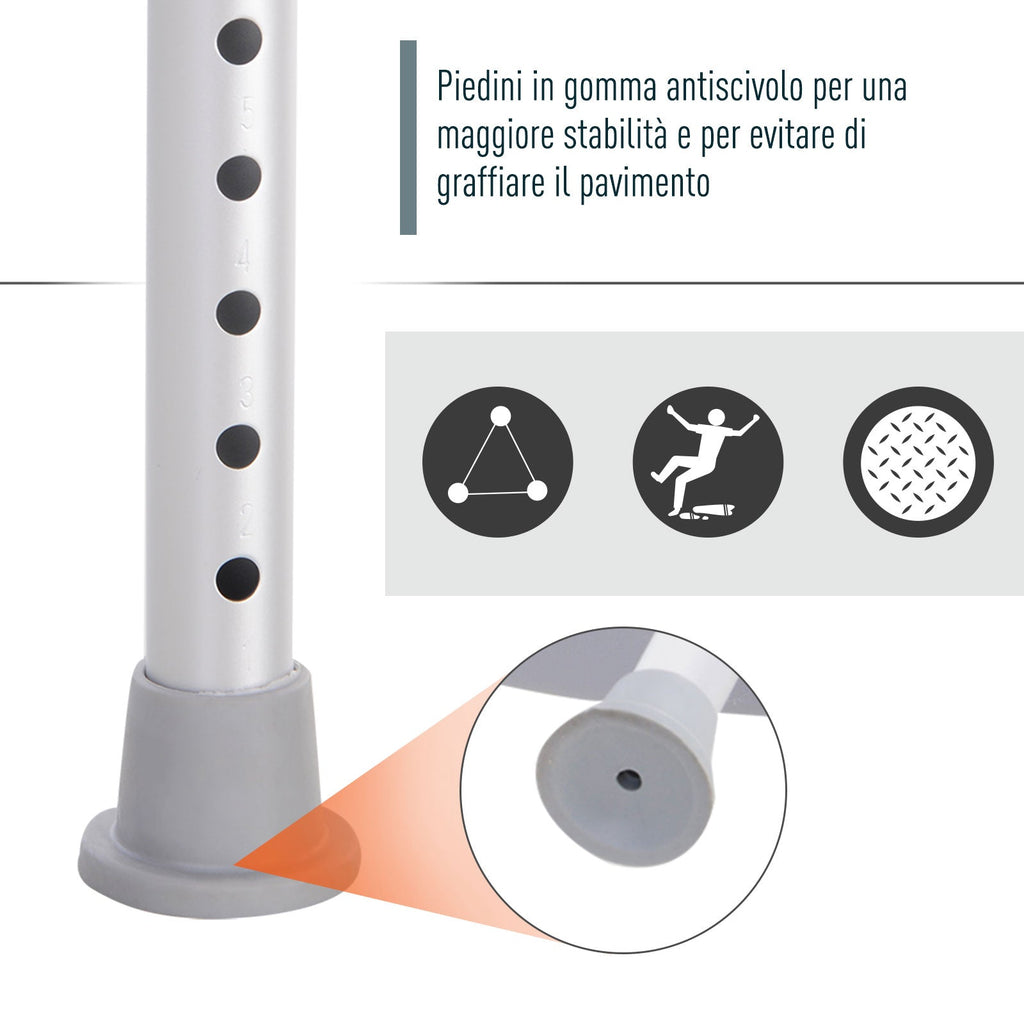 Easycomfort Sedia da Doccia per Bagno in Alluminio e Plastica Altezza Regolabile 8 Livelli 71-88cm Piedini Antiscivolo