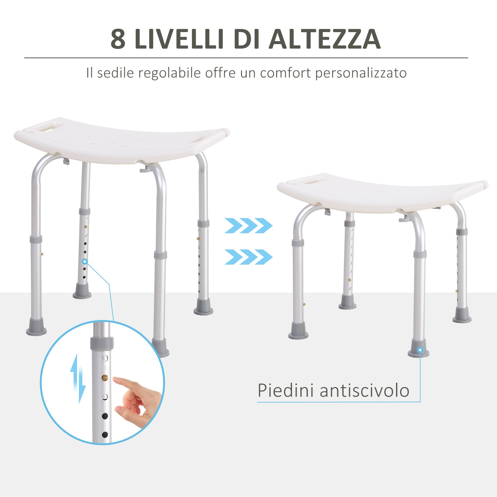 Easycomfort Sgabello Sedile Sedia per Doccia Bagno, Antiscivolo, Altezza Regolabile
