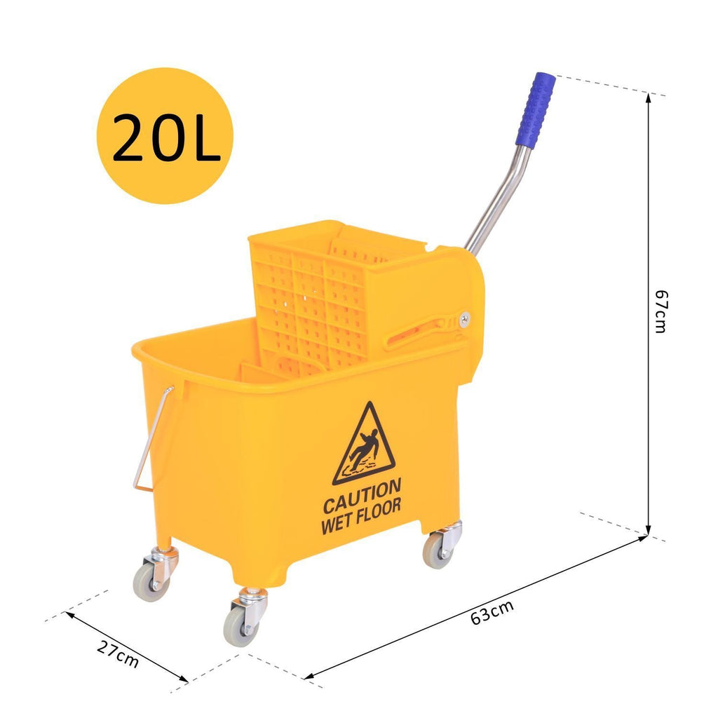 Easycomfort Carrello Secchio with Separatore Acqua e Strizzatore Rimovibile in PP, Giallo, 63 x 27 x 67cm