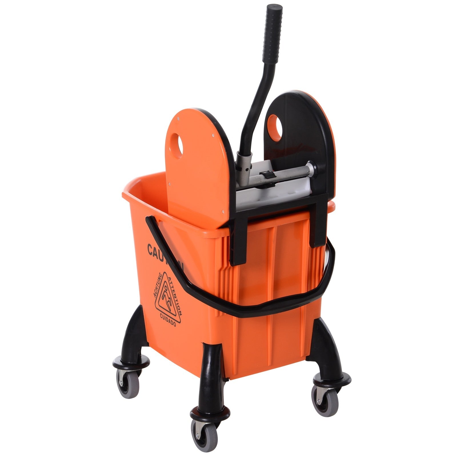 Easycomfort Carrello delle Pulizie Professionale Capacità 26L Strizzatore Rimovibile with Ruote 44 × 36 × 90cm Arancione
