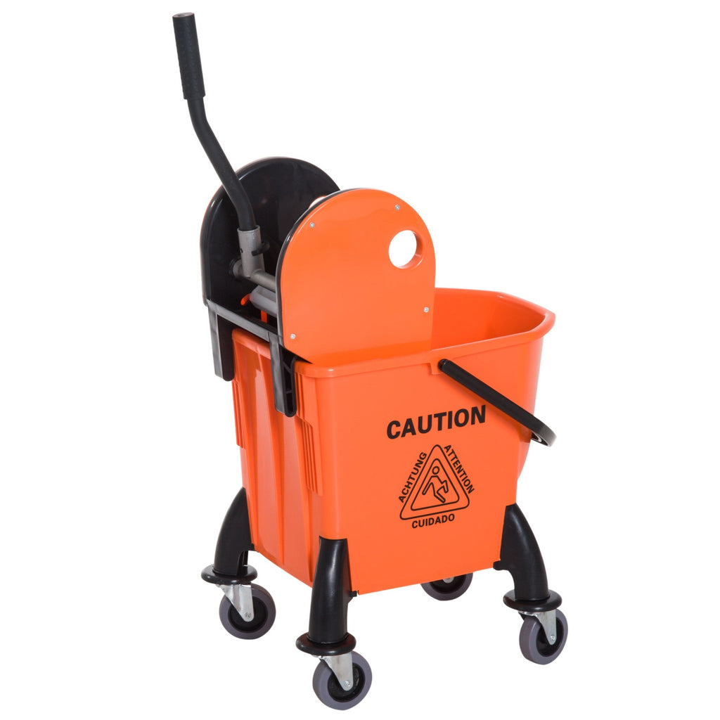 Easycomfort Carrello delle Pulizie Professionale Capacità 26L Strizzatore Rimovibile with Ruote 44 × 36 × 90cm Arancione