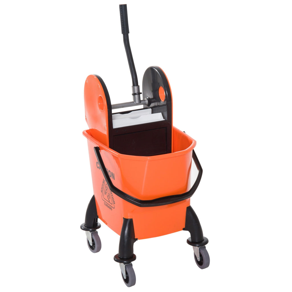 Easycomfort Carrello delle Pulizie Professionale Capacità 26L Strizzatore Rimovibile with Ruote 44 × 36 × 90cm Arancione