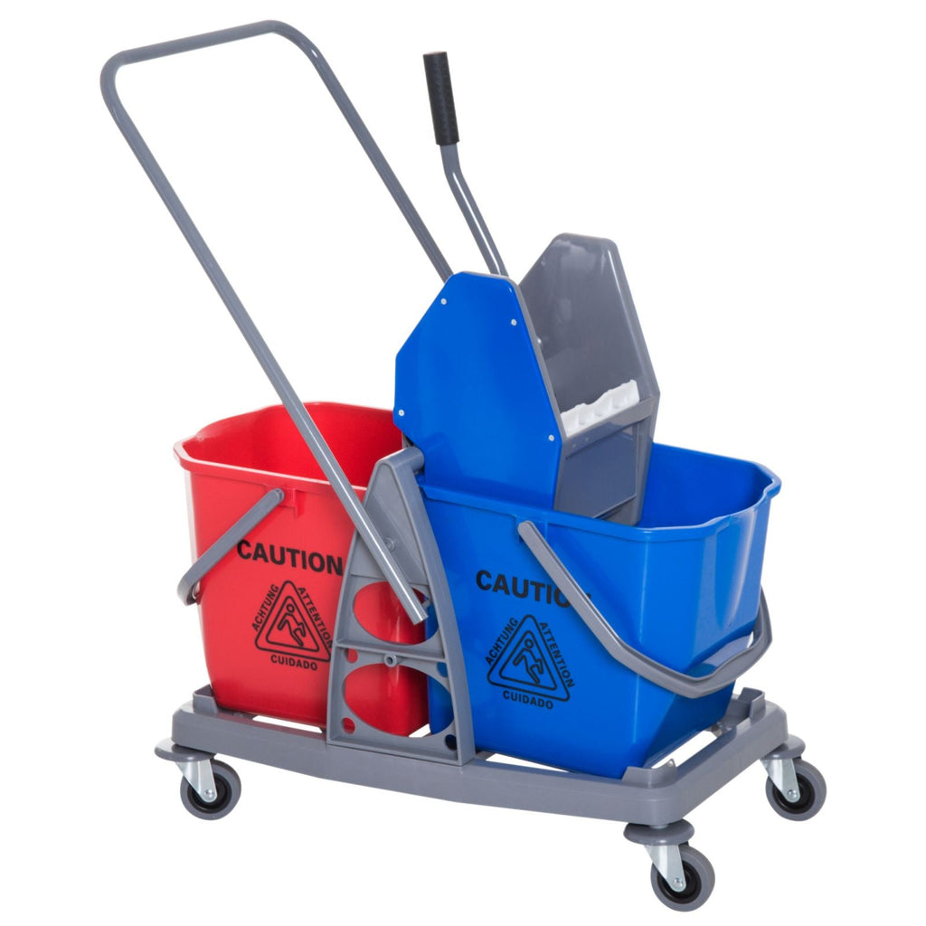 Easycomfort Carrello delle Pulizie Professionale 2 Secchi Capacità 25L Strizzatore 73 × 45 × 92cm