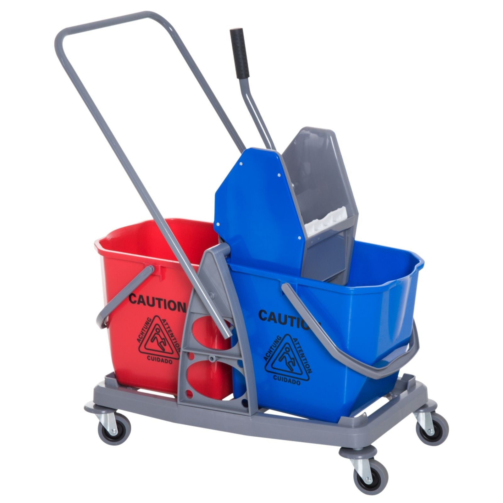 Easycomfort Carrello delle Pulizie Professionale 2 Secchi Capacità 25L Strizzatore 73 × 45 × 92cm