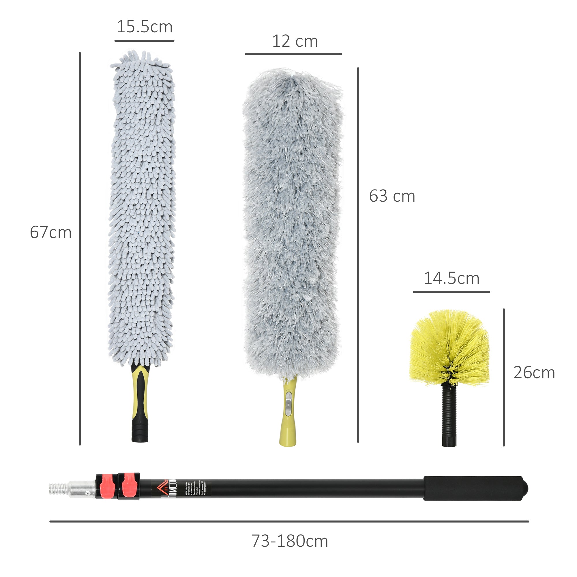 Easycomfort Kit per Pulizia della Casa with Asta, Spolverino per Ragnatele, Spolverino in Microfibra e Spolverino per Ventilatore
