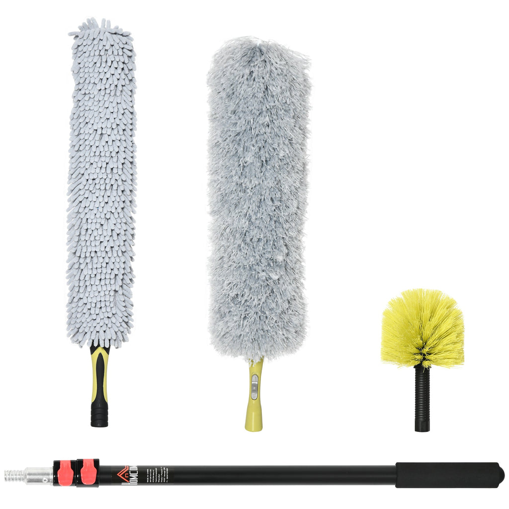 Easycomfort Kit per Pulizia della Casa with Asta, Spolverino per Ragnatele, Spolverino in Microfibra e Spolverino per Ventilatore