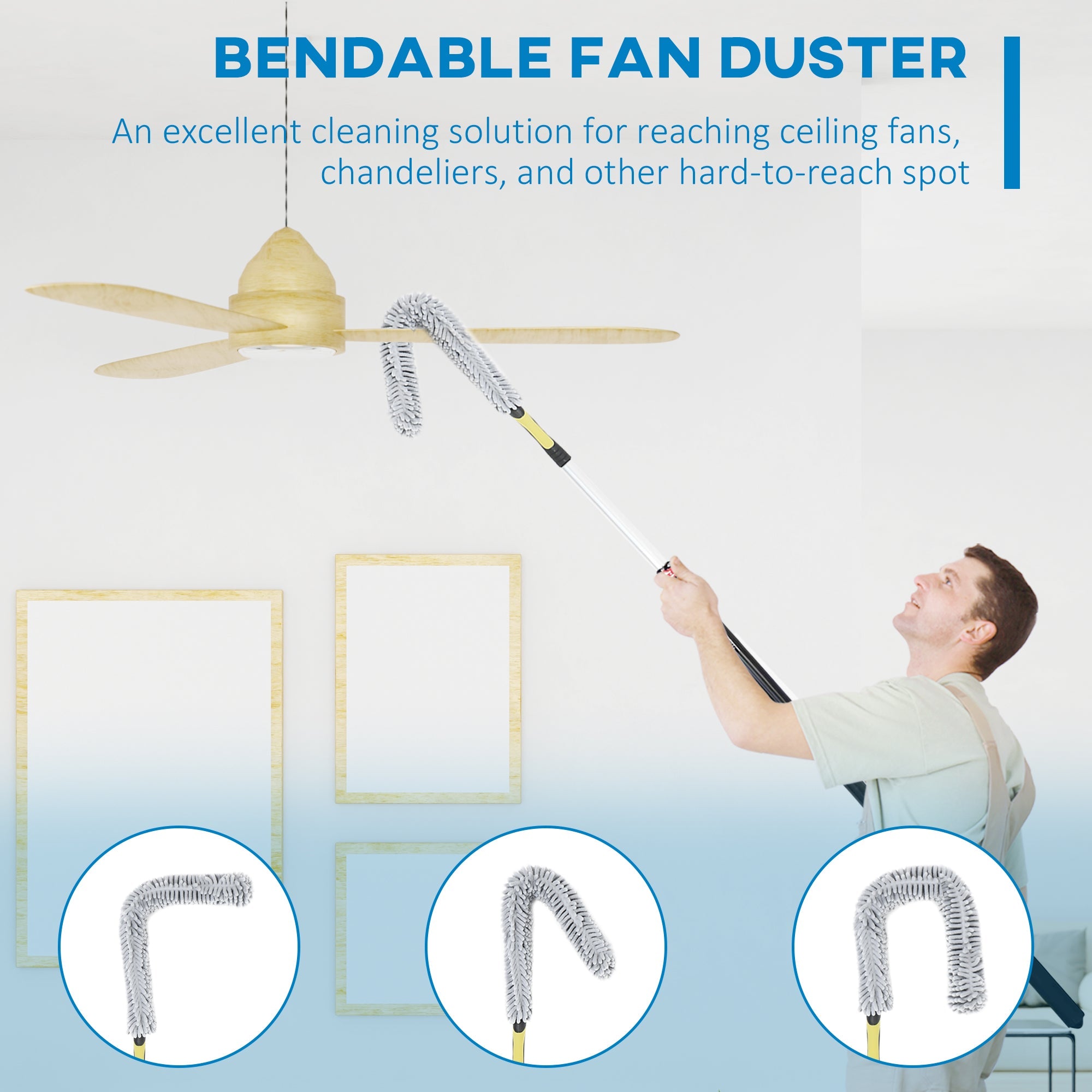 EasyComfort reinigingsset met telescopische steel en 3 borstels (4-delig)