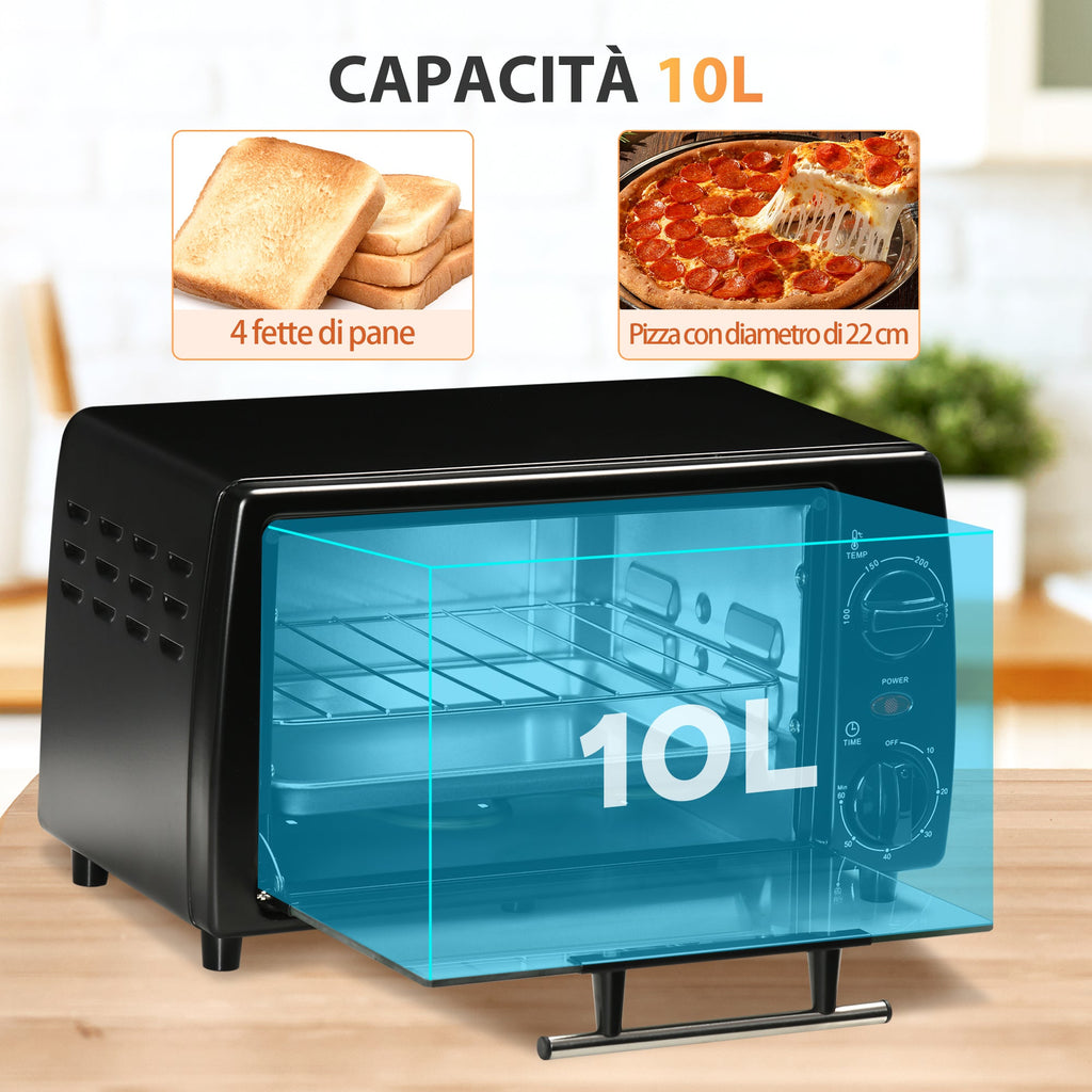 Easycomfort Fornetto Elettrico 10L da 750W with Temperatura Regolabile e Timer, 36.5x26x22 cm, black