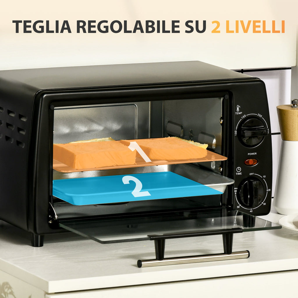 Easycomfort Fornetto Elettrico 10L da 750W with Temperatura Regolabile e Timer, 36.5x26x22 cm, black