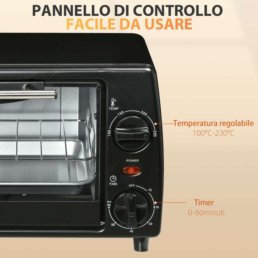 Easycomfort Fornetto Elettrico 10L da 750W with Temperatura Regolabile e Timer, 36.5x26x22 cm, black