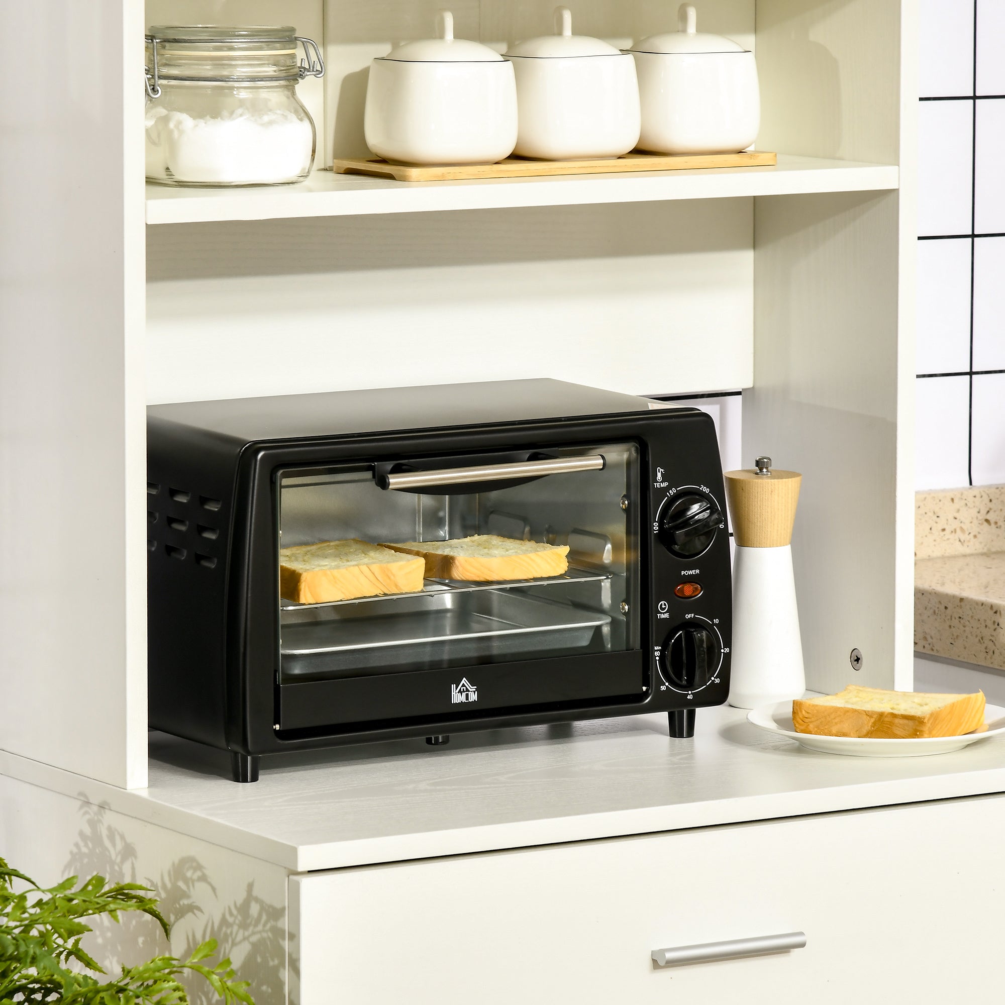 Easycomfort Fornetto Elettrico 10L da 750W with Temperatura Regolabile e Timer, 36.5x26x22 cm, black