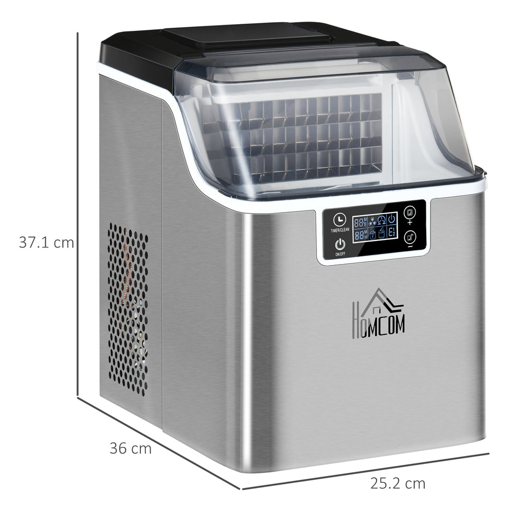 Easycomfort Macchina Ghiaccio 20kg in 24 Ore, 24 Cubetti in 14-18 Minuti with Dimensione Regolabile, Serbatoio 3.2L e Sistema Autopulente, Argento