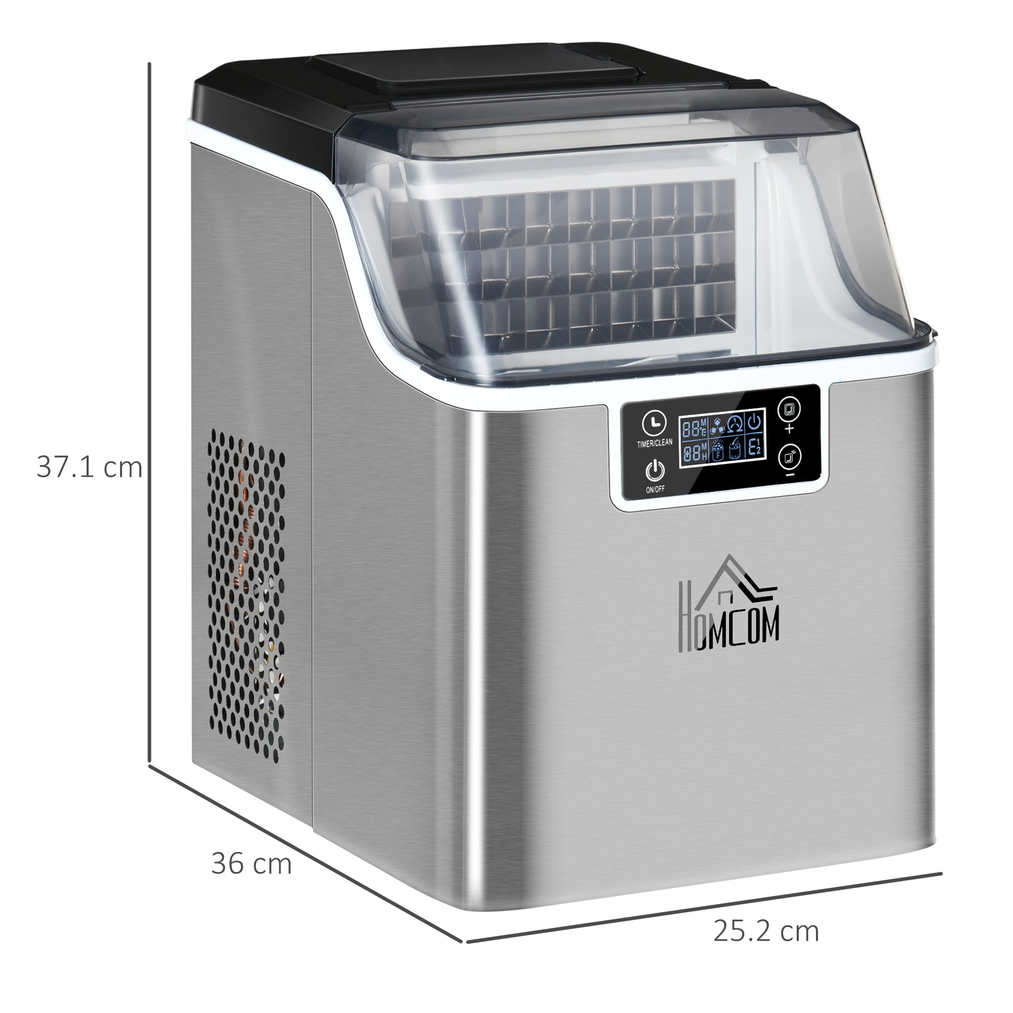 Easycomfort Macchina Ghiaccio 20kg in 24 Ore, 24 Cubetti in 14-18 Minuti with Dimensione Regolabile, Serbatoio 3.2L e Sistema Autopulente, Argento