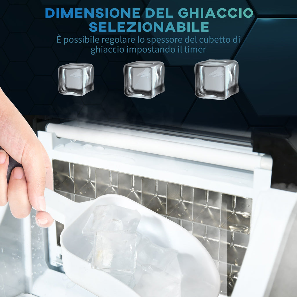 Easycomfort Macchina Ghiaccio 20kg in 24 Ore, 24 Cubetti in 14-18 Minuti with Dimensione Regolabile, Serbatoio 3.2L e Sistema Autopulente, Argento