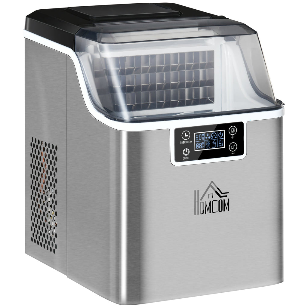 Easycomfort Macchina Ghiaccio 20kg in 24 Ore, 24 Cubetti in 14-18 Minuti with Dimensione Regolabile, Serbatoio 3.2L e Sistema Autopulente, Argento