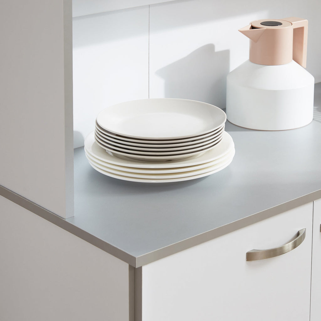 Easycomfort Credenza Alta da Cucina with Cassetti e Armadietti, in Legno, 101x39x180 cm, white e Grigio