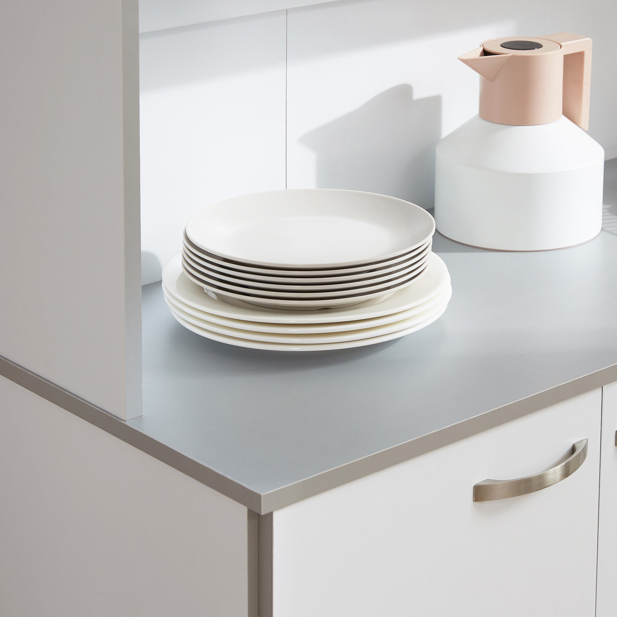Easycomfort Credenza Alta da Cucina with Cassetti e Armadietti, in Legno, 101x39x180 cm, white e Grigio