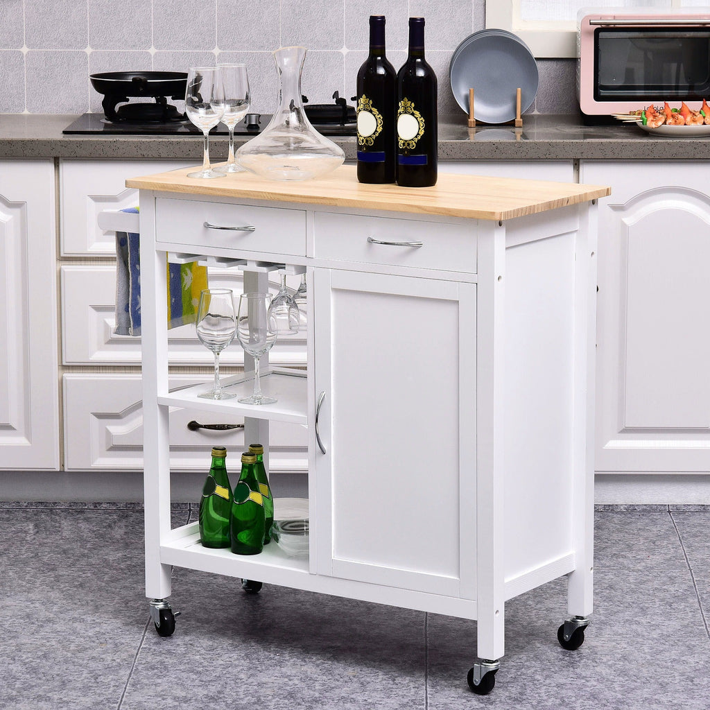 Easycomfort Carrello da Cucina Classico with Cassetti e Ruote in Legno Salvaspazio 89x40x84cm